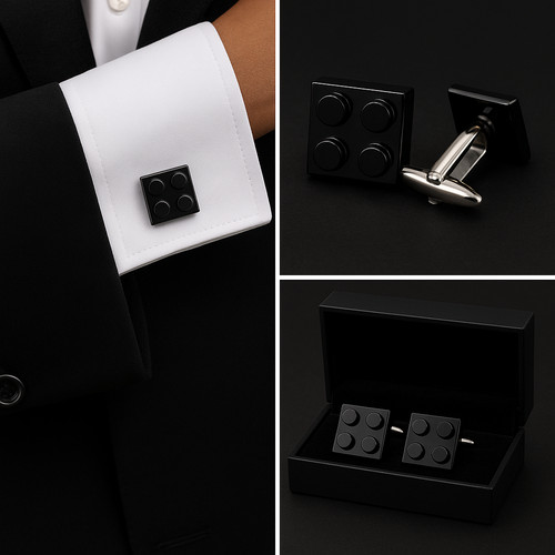 Building block black cufflinks - building,