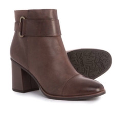 Korks Decola Leather Ankle Booties Heeled Boots-Dark Brown-Women's 8.5