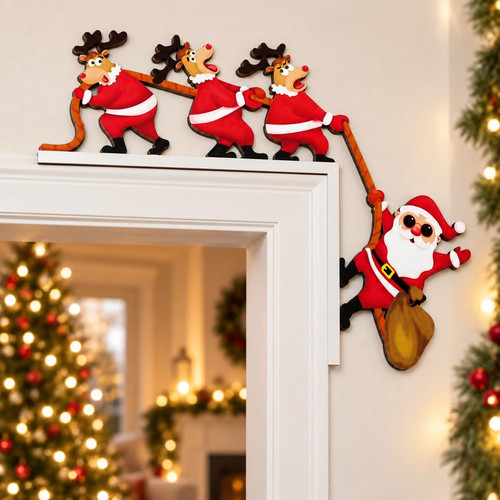 Wooden christmas door frame - wooden,