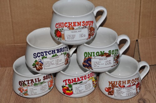 Vintage soup recipe bowls with - recipe,
