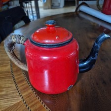 Red Enamel tea pot vintage