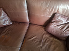 4 seater leather sofa 220cm wide burgandy