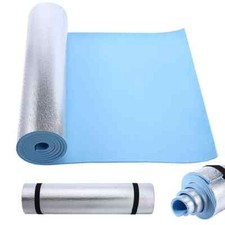 Yoga Camping Mat 6MM Blue Roll Up Eva Foam Insulated Waterproof Foil Mat180x50cm