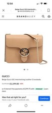 Gucci beigeLeather Small Interlocking G Shoulder Bag