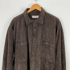 Vintage Inserch Cord Shirt Mens 3XL Brown Jumbo Corduroy Button Up Retro Casual