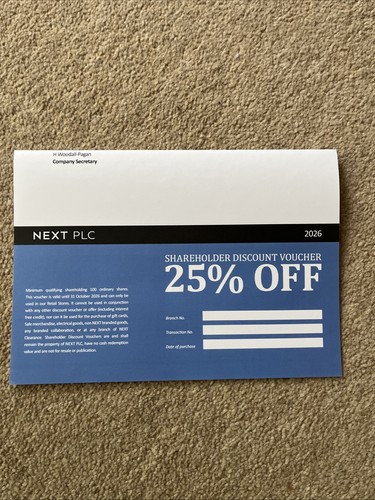 Next plc off gift - plc, 25%