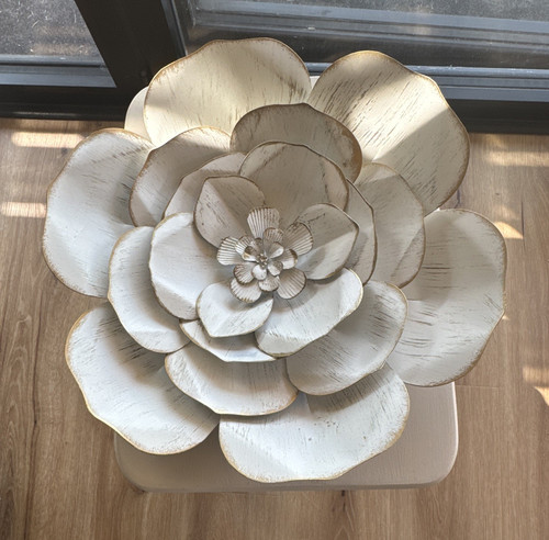 White metal flower - white, wall