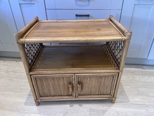Bamboo TV Stand Boho Bedside Table Rattan Light Tan Cupboard Vintage Interior UK
