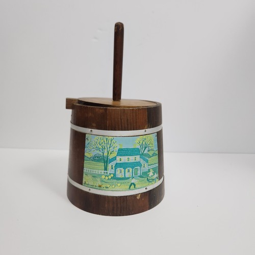 Vintage wooden butter churn - butter,