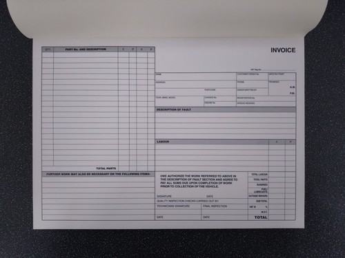 Car van garage - car/van, invoice
