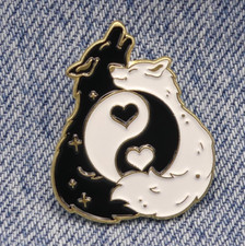 Wolf Ying And Yang Enamel Pin