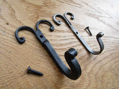 Rustic iron hook handforged - iron,