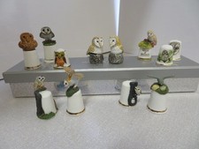 Thimble Collection of 12 Quality Brands. All owl themed. Bone China/Pewter