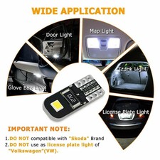 2PCS T10 505 5050SMD Car Width License Plate LED Wedge Side Lamp Bulb White