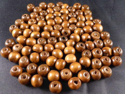 Wooden brown round beads - brown,