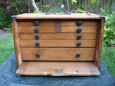 Vintage Moore & Wright Engineers Wooden Toolmakers Chest Box 7 Drawer Cabinet