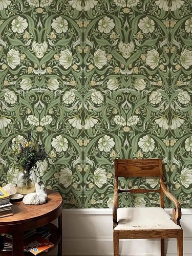 Green boho floral - green,