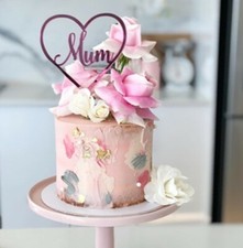Mother Day Cake Topper Mum Love Heart Mirror look  Reusable Celebration Birthday