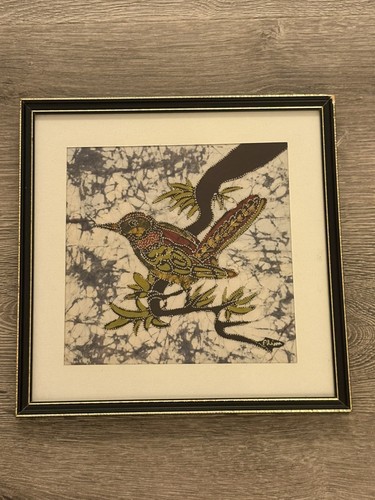 Vintage framed batik bird - framed,