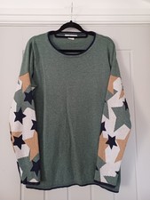 BODEN Berwick Size Medium Jumper Green Star Knit 50% Wool 50% Cotton