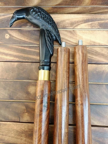 Black raven bird - raven, wooden