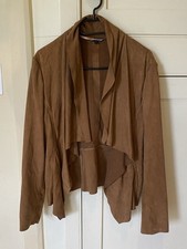 Autograph Women’s Brown Suede Leather Waterfall Jacket Size 12