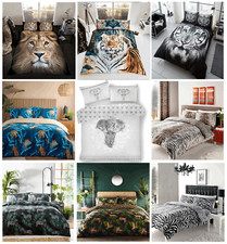 New Animal Print Duvet Set Quilt Cover Tiger Lion Zebra Elephant Safari Bedding 