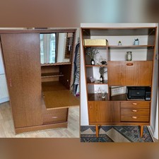 Set: Schreiber Vintage Mid Century Danish Design Room Displey cabinet, wardrobe