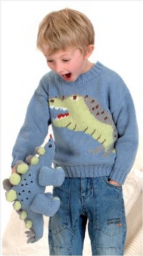 Kids dinosaur jumper knitting