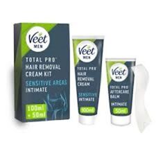 Veet Men Intimate Hair Removal Kit Sensitive - 100ml Cream + 50ml Aftercare Balm