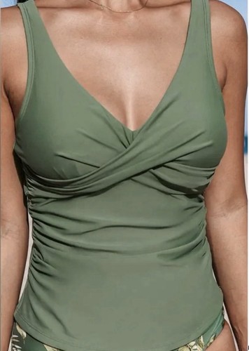Cupshe green ruched tankini - green,