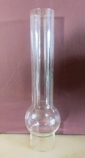 Vintage Round Bulge OIL LAMP CHIMNEY Glass 10"  Height X 2" / 52/ 53mm Base