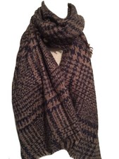Navy Blue Winter Scarf Brown