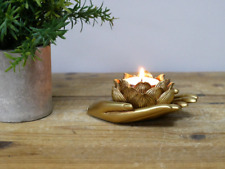 Gold Lotus Flower Tealight Candle Holder Hamsa Hands Home Decor Spiritual Gift