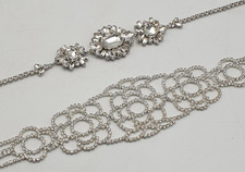 2 x Choker Necklace Crystal Diamante Rhinestone Silver Sparkly Evening Wear