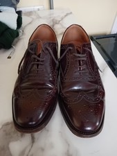 Men's Loake Brown Oxford Leather Brogue Shoes UK Size 9 In Very Good Condition