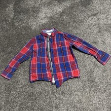 Jasper Conran Junior J Boys Checked Shirt 3-4 Years | Red Blue Plaid Cotton