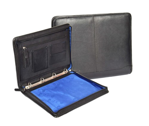 Zip around folio black leather - around,