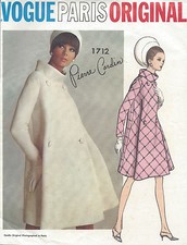 1960s Vintage VOGUE Sewing Pattern B36 inch COAT (1018) By 'Pierre Cardin'