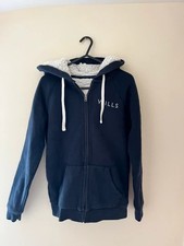 Jack Wills Women's Blue Full Zip Fleece Lined Hoodie Warm Size 8