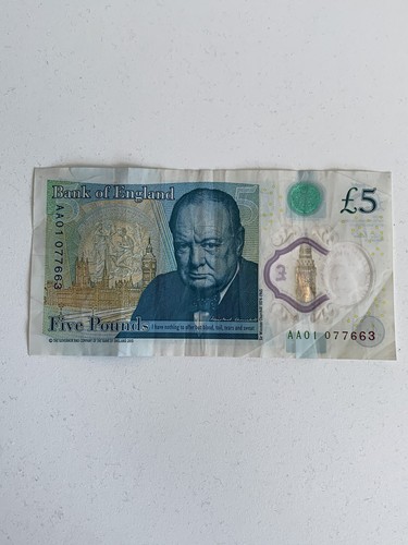 Rare five pound - five, note