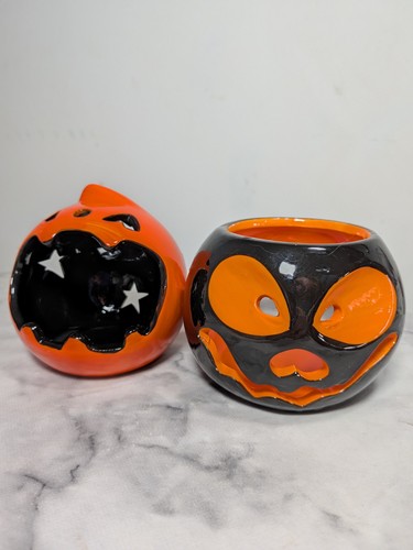 Pumpkin candle holders - candle, x2