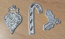 Mini Christmas Die Set - Bauble Cane Holly - Largest 4cm tall