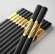 5-10 Pair Top Quality Fiberglass Alloy Chopsticks Non-slip Engraved Resistance.