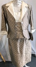 Presen Brown Polka-Dot Three Piece & Matching Handbag Size 16 Mother Of Bride