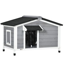 Spacious Outdoor Dog Kennel - Medium Pet House with Openable Roof - Grey