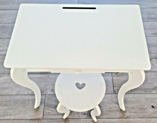 Childrens White Dressing Table & Stool, Childrens Vanity Make up Dresser Desk