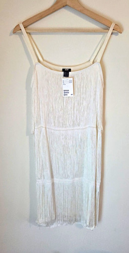 Cream white fringe - , dress