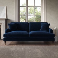 ALMOST PERFECT - Payton Dark Navy Velvet 3 Seater Sofa A2/SOF100