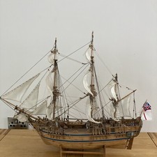 Vintage Large Wooden Ship Model Of HMS Bounty